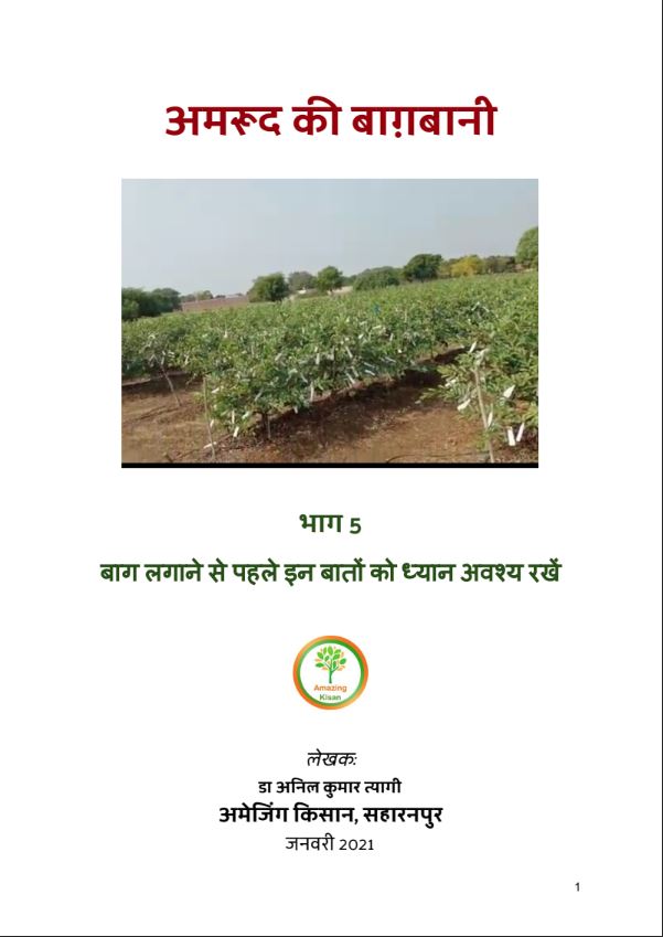 डॉ अनिल कुमार त्यागी, अमेजिंग किसान, सहारनपुर. बाग़ लगाने से पहले इन बातों को ध्यान अवश्य रखें (PDF) 2021